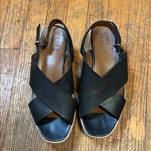 Naturalizer Oak Black Leather Espadrille Size 11W